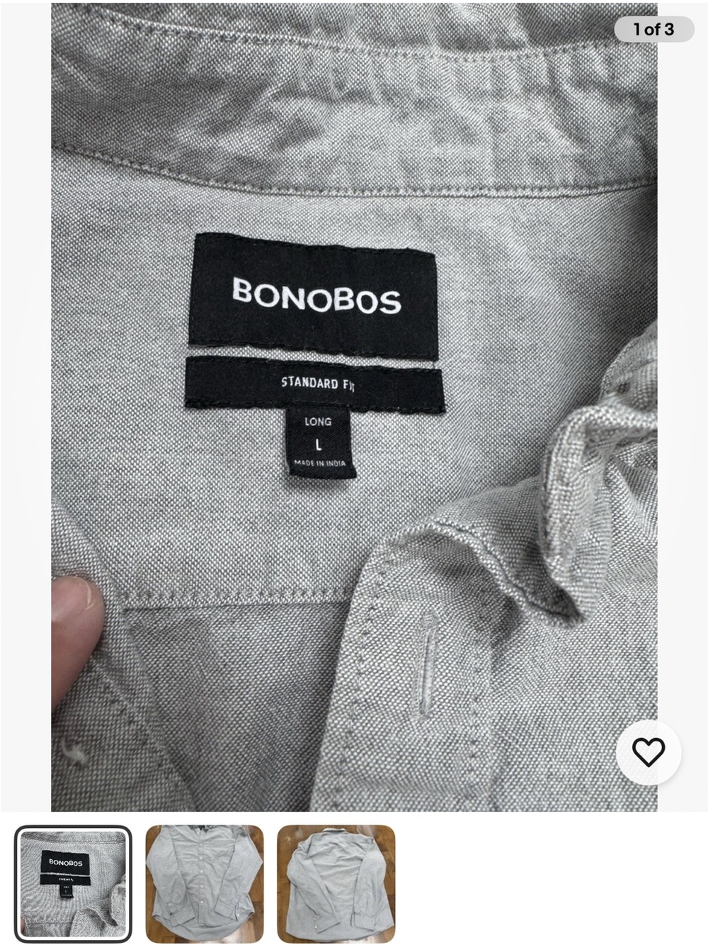 Bonobos Casual Button-Down Shirt in light Gray Blue - Picture 4 of 4